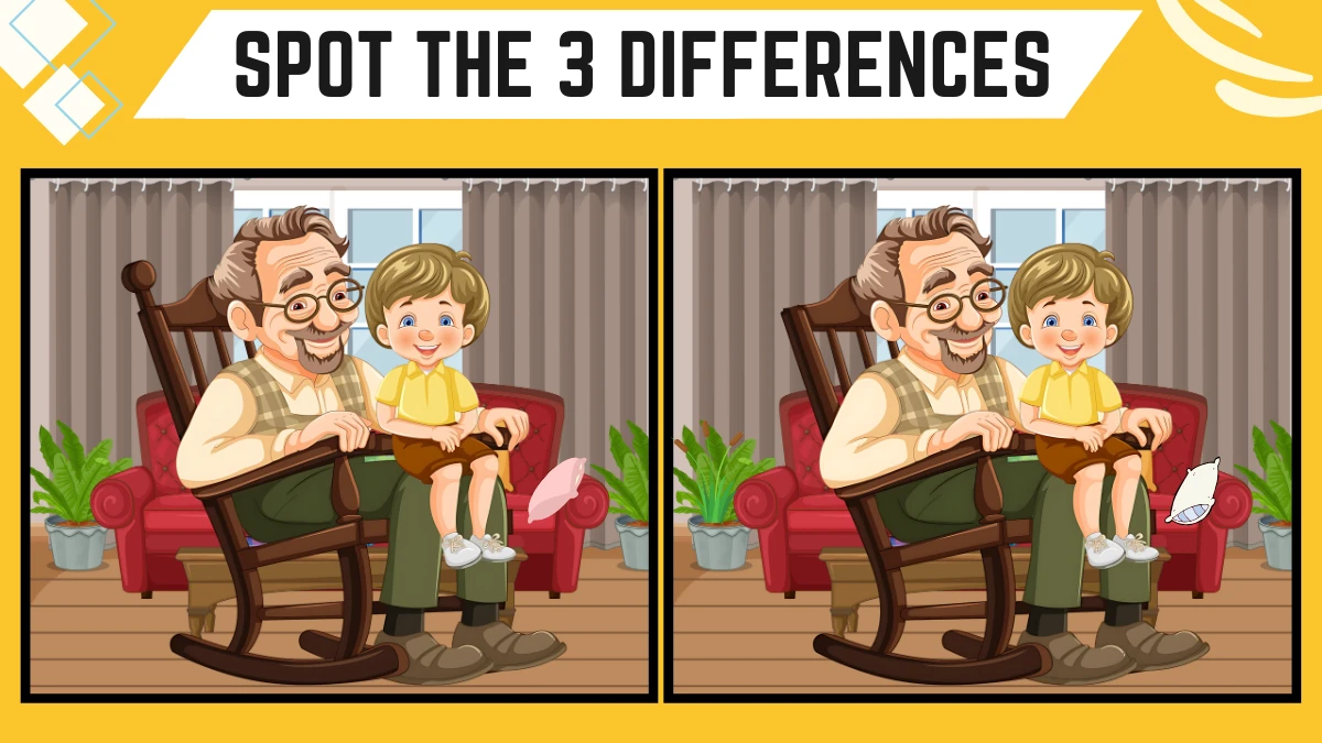 Spot the Difference Game: Only People with 20/20 Vision Can Spot the 3 Differences in this Grandpa and his Grandson Image in 9 Secs